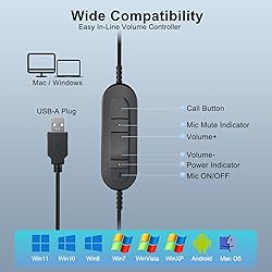 EMAIKER Professional USB Headset with Noise