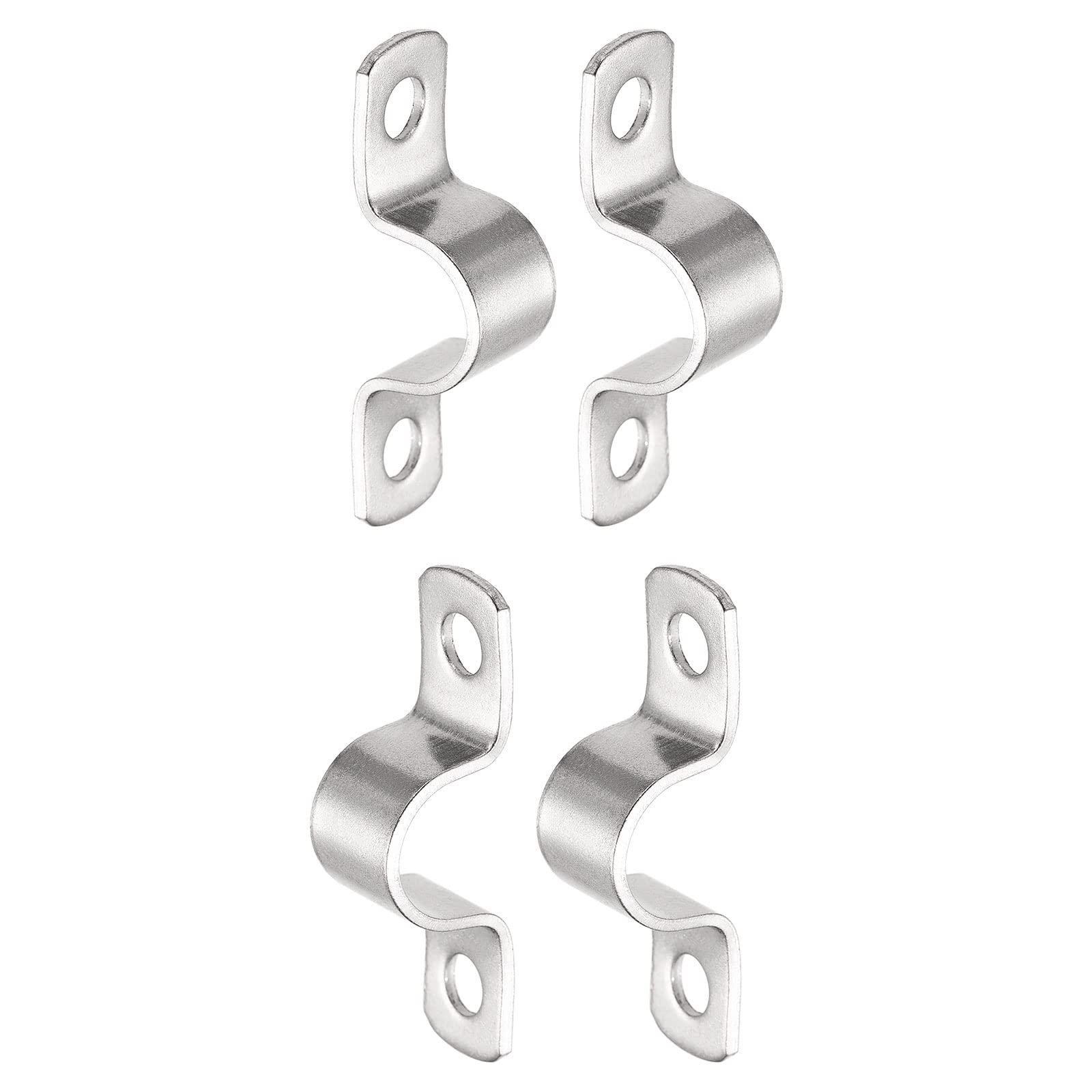 DTGN 20mm(W) Two Hole Strap - 4Pack - Good for Industrial 18mm Dia Pipe Fixing - 304 Stainless Steel Rigid Pipe Strap Clamp - Silver Tone