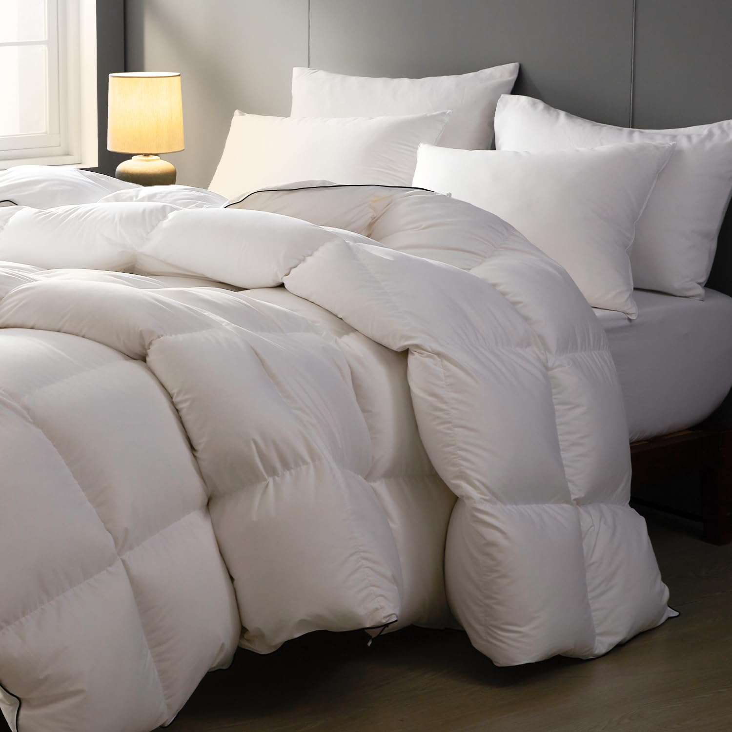 Photo 1 of sleeprove Noiseless King Size Down Comforter,All-Season Duvet Insert with 8 Loops,Luxury Bedding Comforter,White,106x90 inches