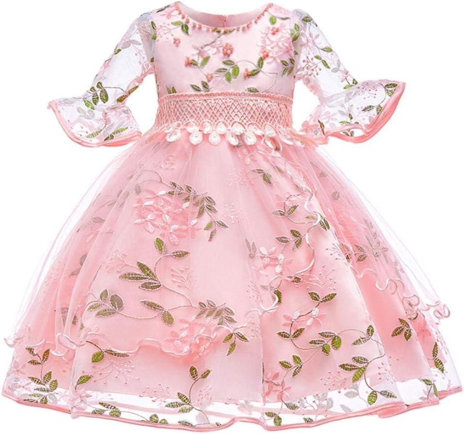 Girls Princess Dress 3-7 Years Old,Baby Girls Kids Floral Flare Sleeve Birthday Party Wedding Dress Ball Gown