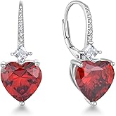 Starchenie Birthstone Earrings for Women 925 Sterling Silver Lover Heart Leverback Earrings Birthstone Jewelry Gift for Her