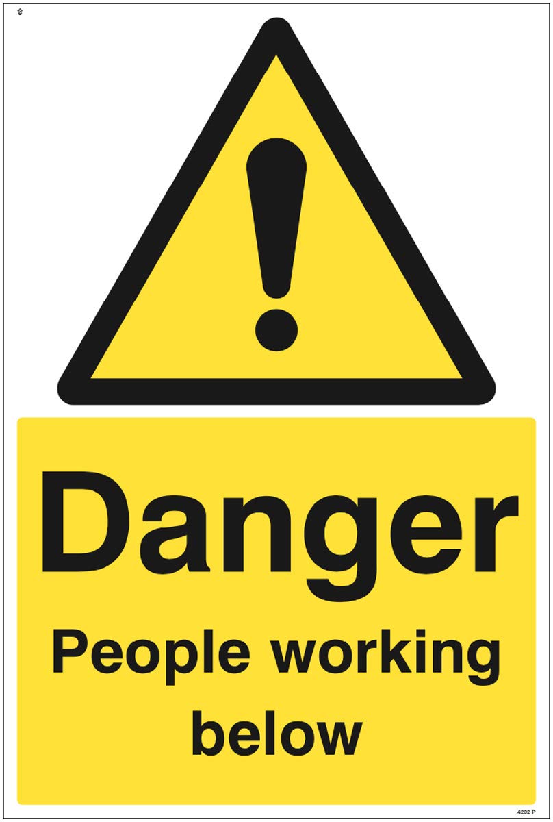 Danger people working below Rigid PVC Safety Sign