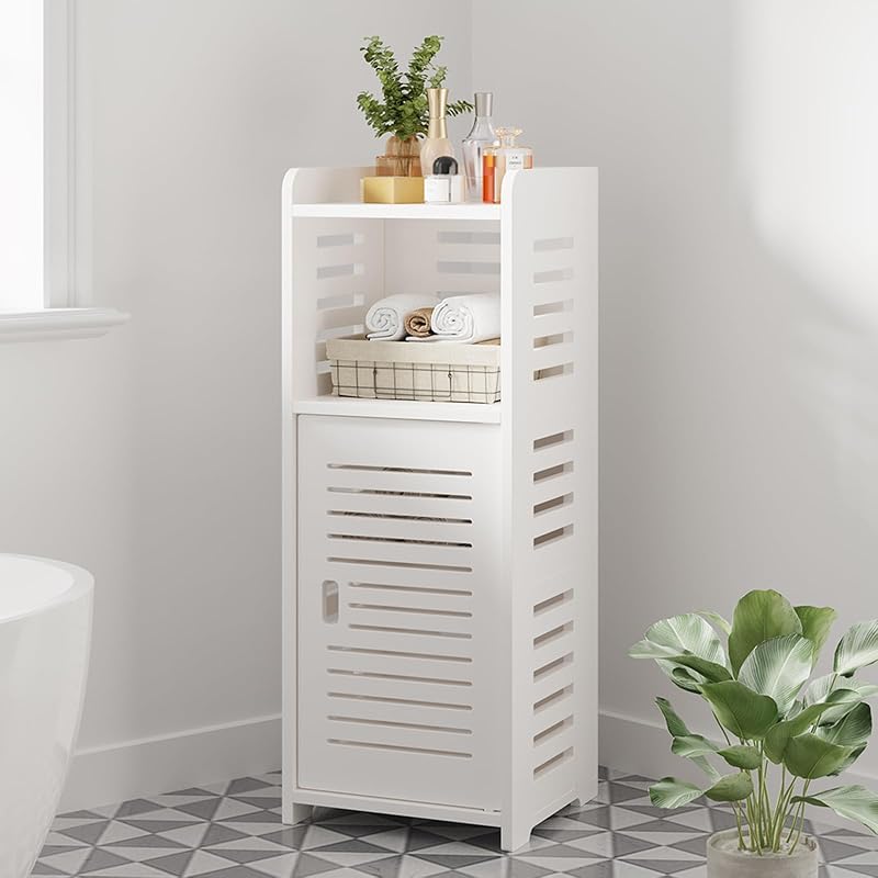 Dripex 4 Tier Bathroom Floor Cabinet White 30W x 30D x 80H cm Door Style 1