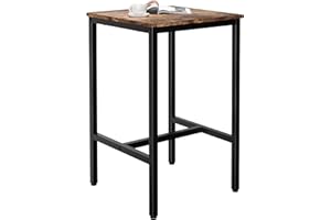 Lutown-Teen Square Bar Table, High Top Table - Industrial Metal Frame for Small Spaces & Narrow Kitchens, 23.6x23.6x36.9 in (LxWxH), Easy Assembly, Rustic Brown and Black