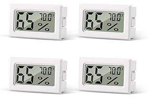Atogou 4-Pack Mini Hygrometer Indoor Humidity Meter, Digital Humidity Gauge Indoor Thermometer (℉) for Home, Office, Reptile, Car, Greenhouse, Lab, Terrarium, Cellar, Humidors A02 White