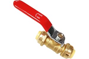 HQMPC Push-Fit Full Port Ball Valve Water Shut Off Valve Plubing Pex Push In Ball Valve Push-to-Connect, PEX, Copper, CPVC, 1/2" 1 Pack