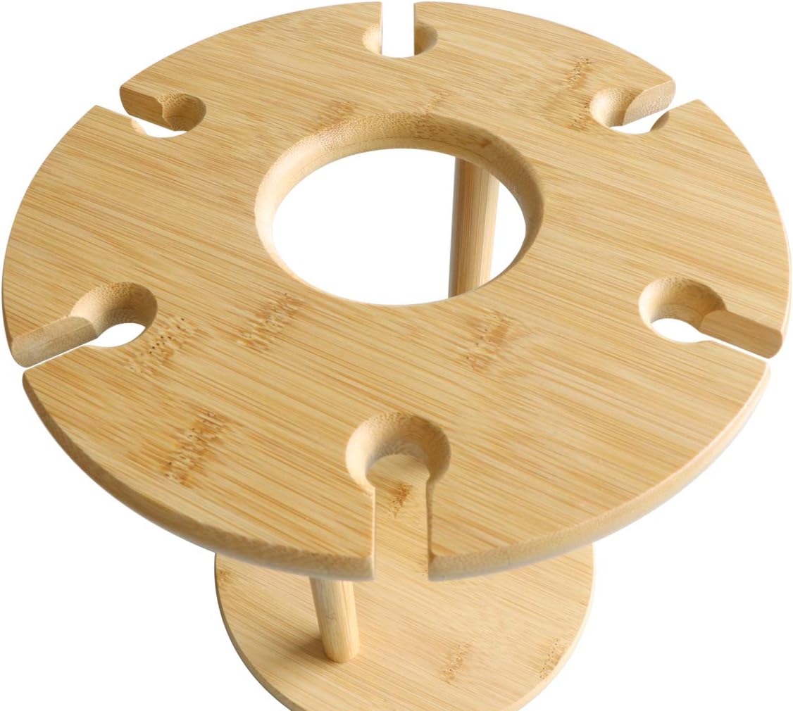 Roponan Wine Glass Drying Rack and Bottle Holder, Natural Bamboo Wine