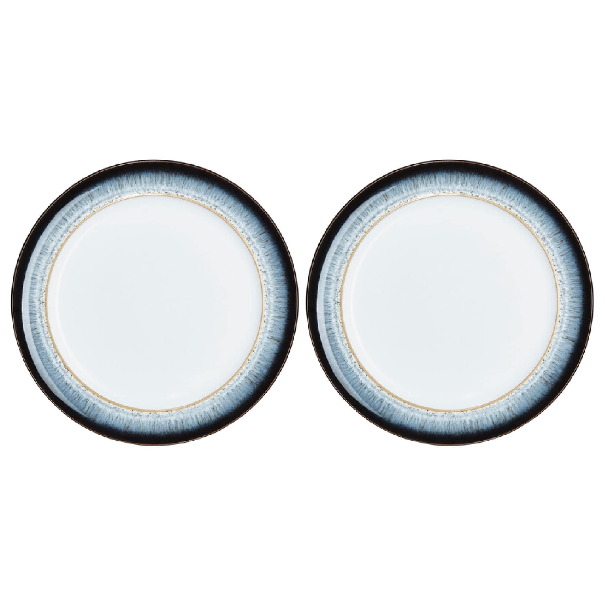 Denby - Halo Dinner Plates Set of 2 - Reactive Glaze Dishwasher Microwave Safe Crockery 28cm - Black, Grey, White Ceramic Stoneware Tableware - Chip & Crack Resistant