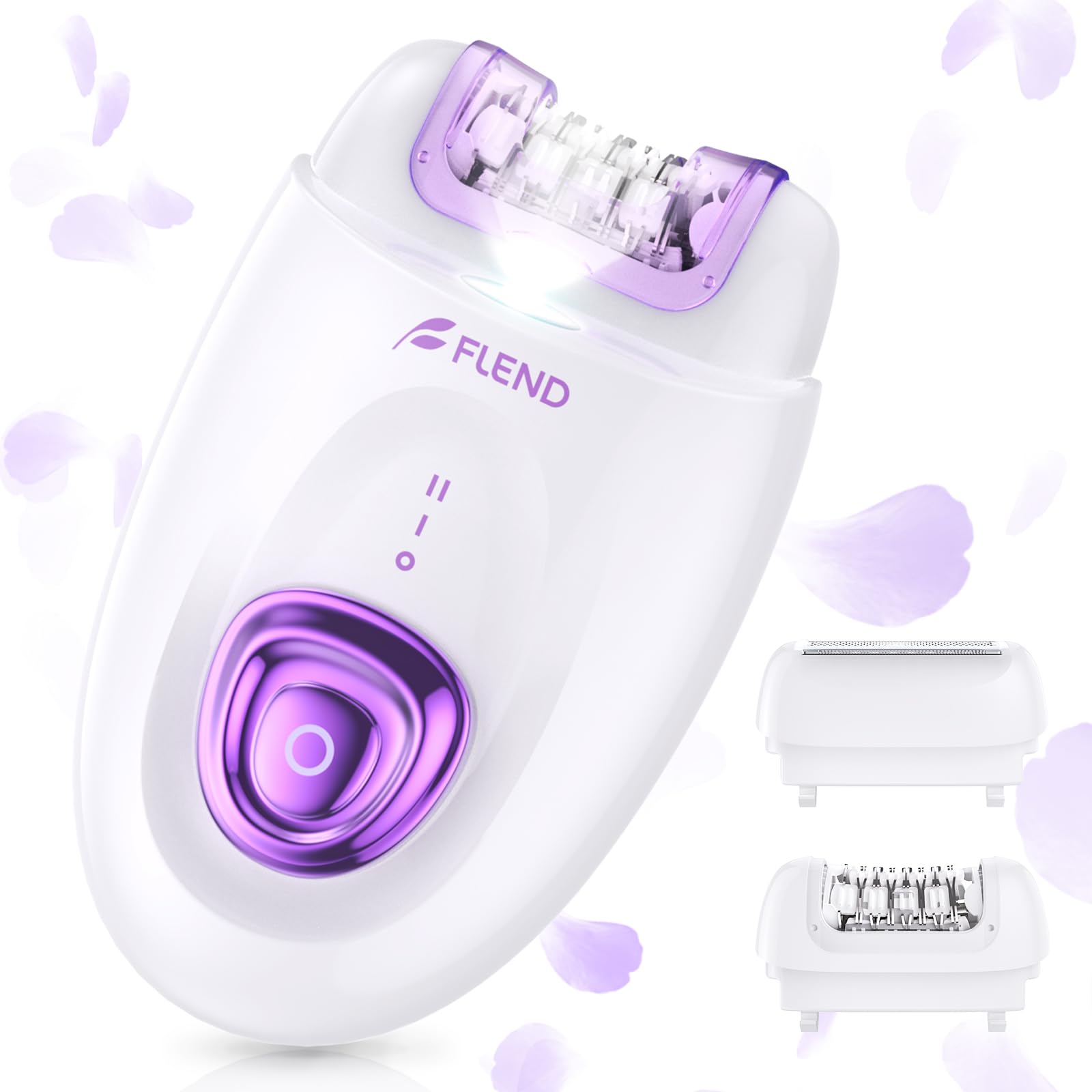 Bubbacare Facial Epilator for Women, 2-in-1 Cordless Epilator & Shaver, 32 Tweezer Head, LED Light, Purple