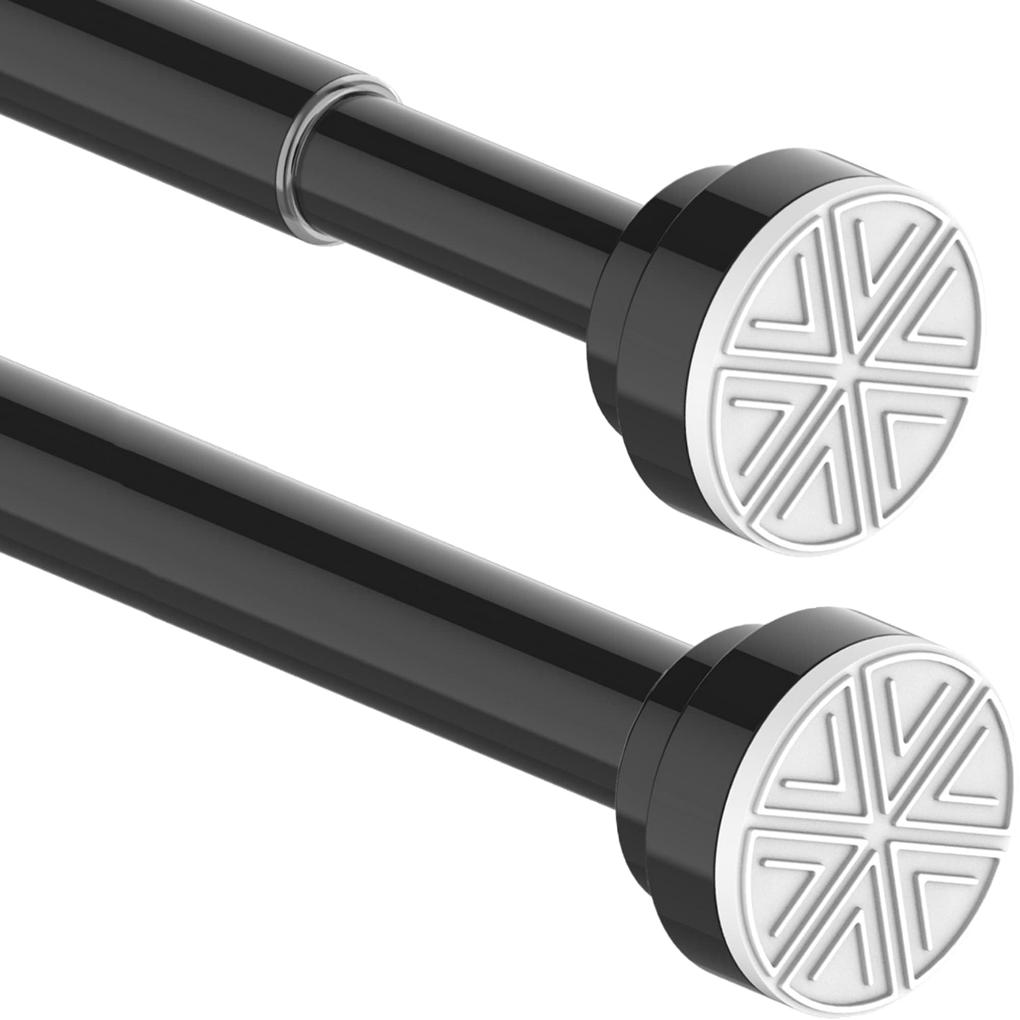 Shower Curtain Pole Extendable Tension Rod No Drill Curtain Pole Shower Curtain Rail Extendable Pole for Bathroom, Window, Door, Closet, 135-200cm Black(Diameter 25 mm)