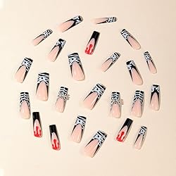 Halloween Nails Long Coffin Press on Nails Black