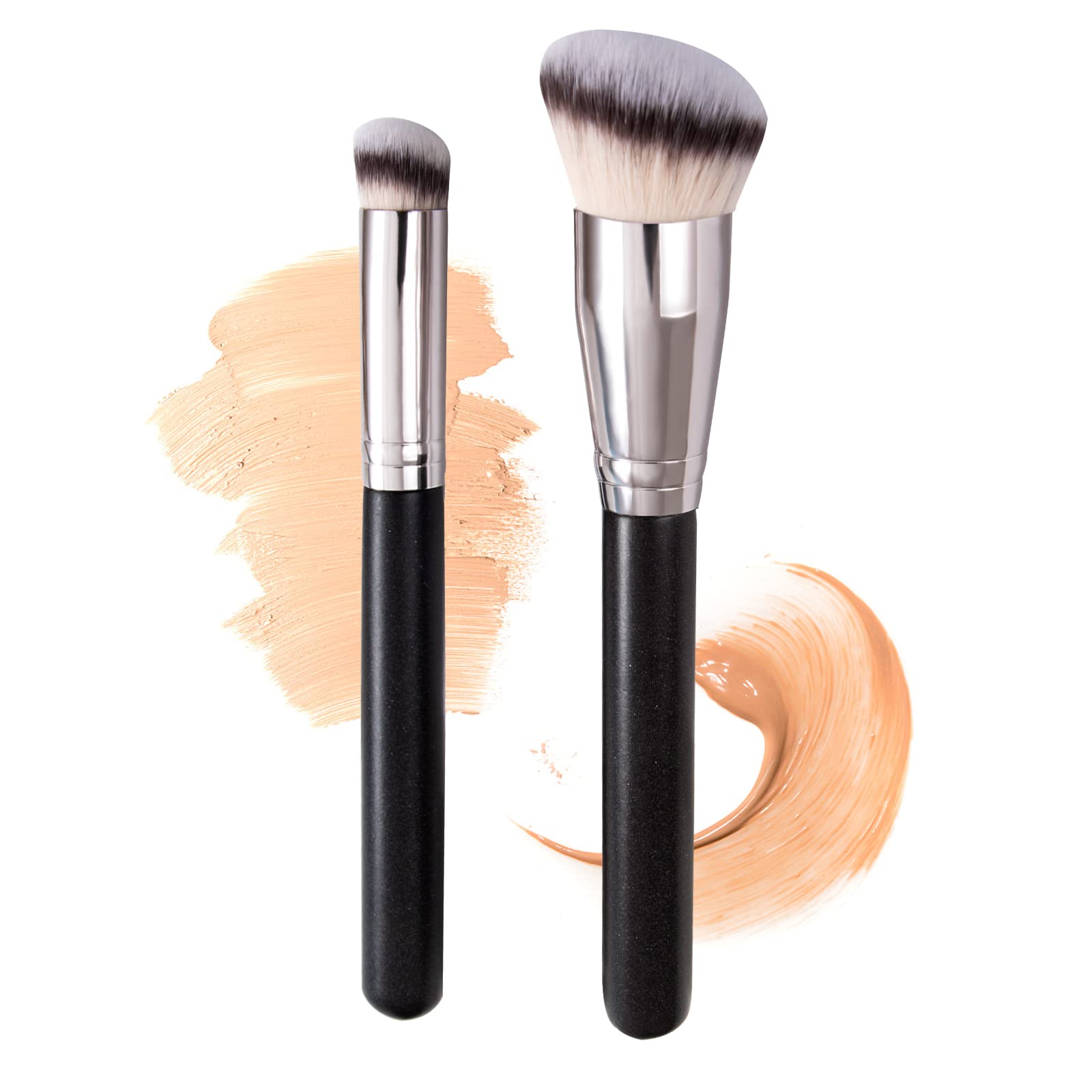 Face Makeup Brushes Set Foundation,Concealer Brush Angled Top with Soft Synthetic Fiber for Concealer Powder Cream Liquid Makeup 2pcs