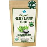 4 LB Organic Green Banana Powder - Superfood Prebiotic Resistant Starch for Smoothies - High Fiber Flour Alternative for Baking
