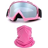 immoono Motorcycle Goggles Dirt Bike ATV Off-road Riding Motocross Glasses with Neck Gaiter Face Cover for Women Girls