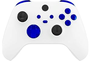 eXtremeRate Replacement Buttons for Xbox Core Wireless Controller, Chrome Blue Glossy Custom LB RB LT RT Bumpers Trigers Dpad ABXY Start Back Sync Share Keys Parts for Xbox Series X & S Controller