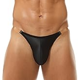 FEOYA Men's Triangle Pants Low Waisted Stretchy Satin Briefs Pouch Underwear Clear Strap XS-XL Size