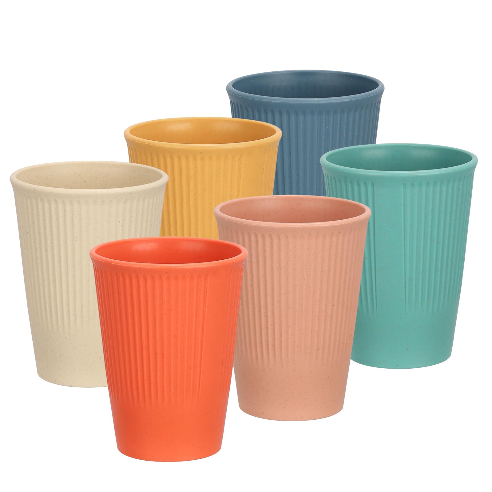 Worephu 6 Pcs 350ML Reusable Plastic Cups, Hot and Cold Drink Cups Set, Dishwasher and Microwave Safe, for Milk, Coffee, Water, Beer, Juice, Parties, Picnics, Travels(Multi Colors)