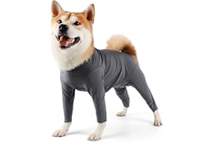 Etdane Dog Onesie for After Surgery Pet Surgical Recovery Suit Anti Shedding Bodysuit Long Sleeve Claming Pajamas with Legs for Female Male Dog (XXX-Large, Gray)