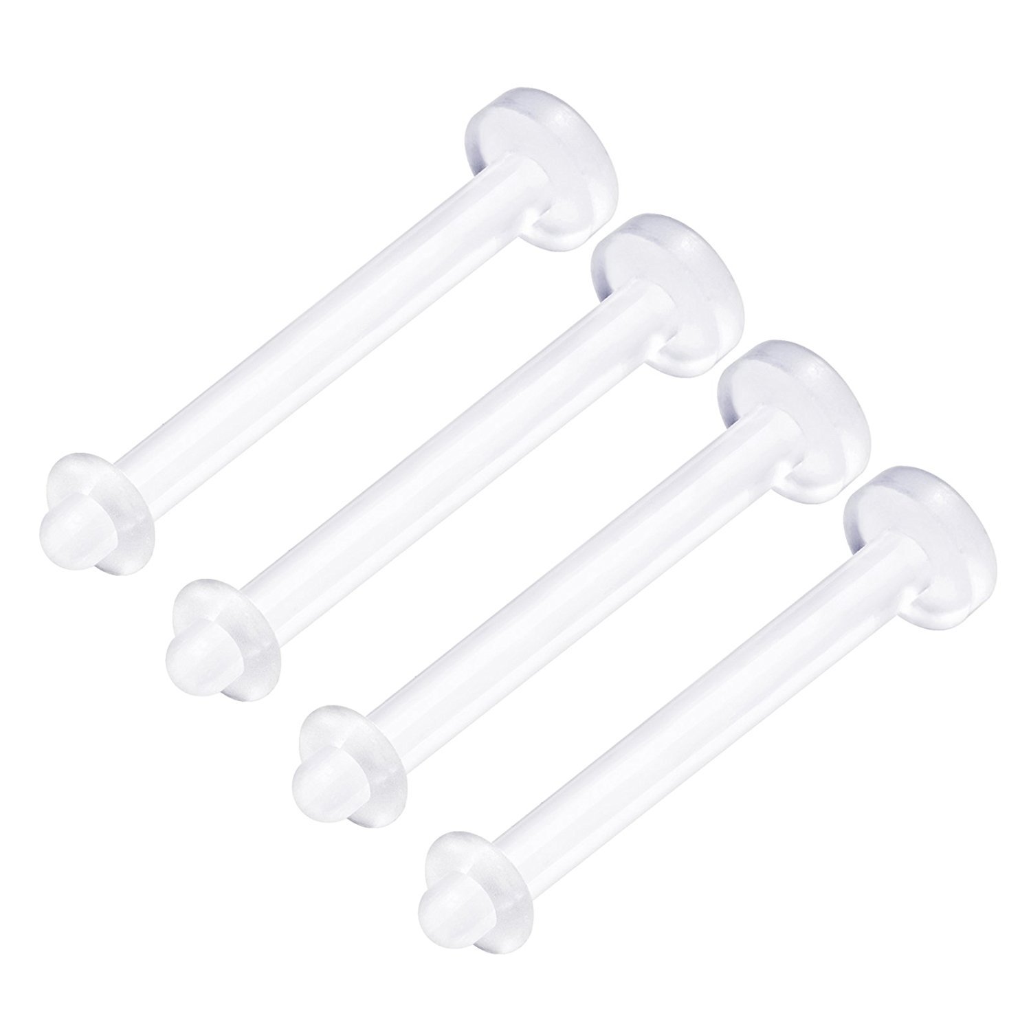 BodyJewelryOnline 4PCS 8G 10G 12G 14G 16G Tongue Retainer Flexible Acrylic Clear Bioplast Lip Labret Retainer 16mm 10mm Bar Piercing Retainers O Rings For Nipple Lip Nose Ear