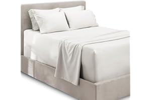 Hearth & Harbor Extra Deep Pocket Queen Sheets Sets - Fits Mattress 18-24 Inches Deep - Extra Deep Pocket Sheets - 6 Piece Queen Size - White