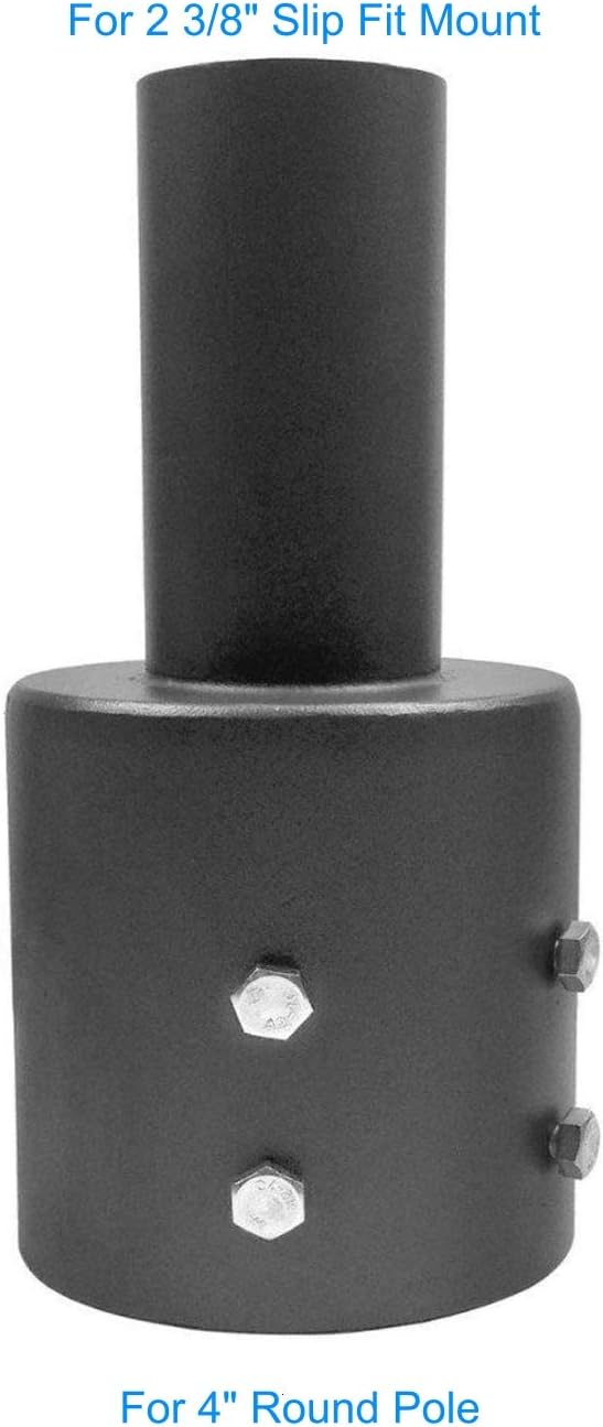 2LED Light Pole Adapter for 4 Inch Round Pole,Top Pole Tenon with 2 3/8