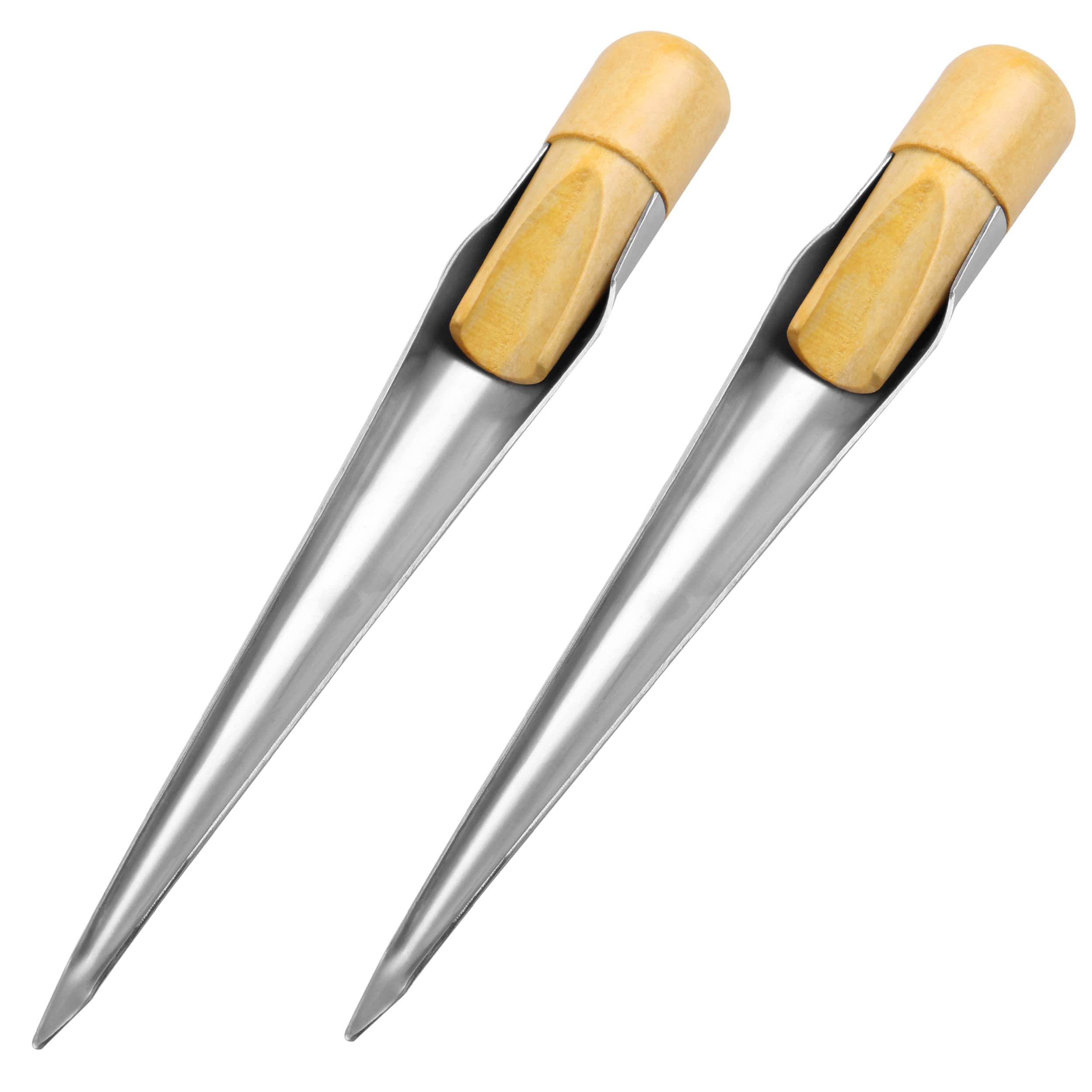 Marine Rope Splicing Fid Dock Line Rope Splicing Spike Fids Stainless Steel Hollow Splicing with Wood Handle for Yachts Boats Line Wire Hardware Tool (Large-2pcs)