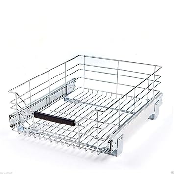 Amazon Com Shelf Cabinet Sliding Drawer Organizer Metal Pull