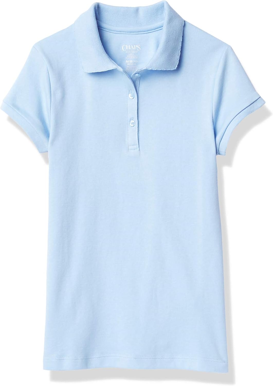 Chaps Girls' School Uniform Short Sleeve Interlock Polo: Clothing