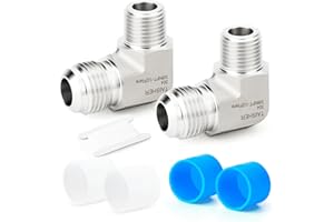 TAISHER 2PCS Forging of 304 Stainless Steel 90 Degree Elbow Tube Flare Fittings, 1/2" Male Flare x 3/8" NPT Male, Half Union