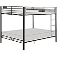 Acme Kaleb Metal Frame Queen Over Queen Bunk Bed with Ladder in Sandy Black