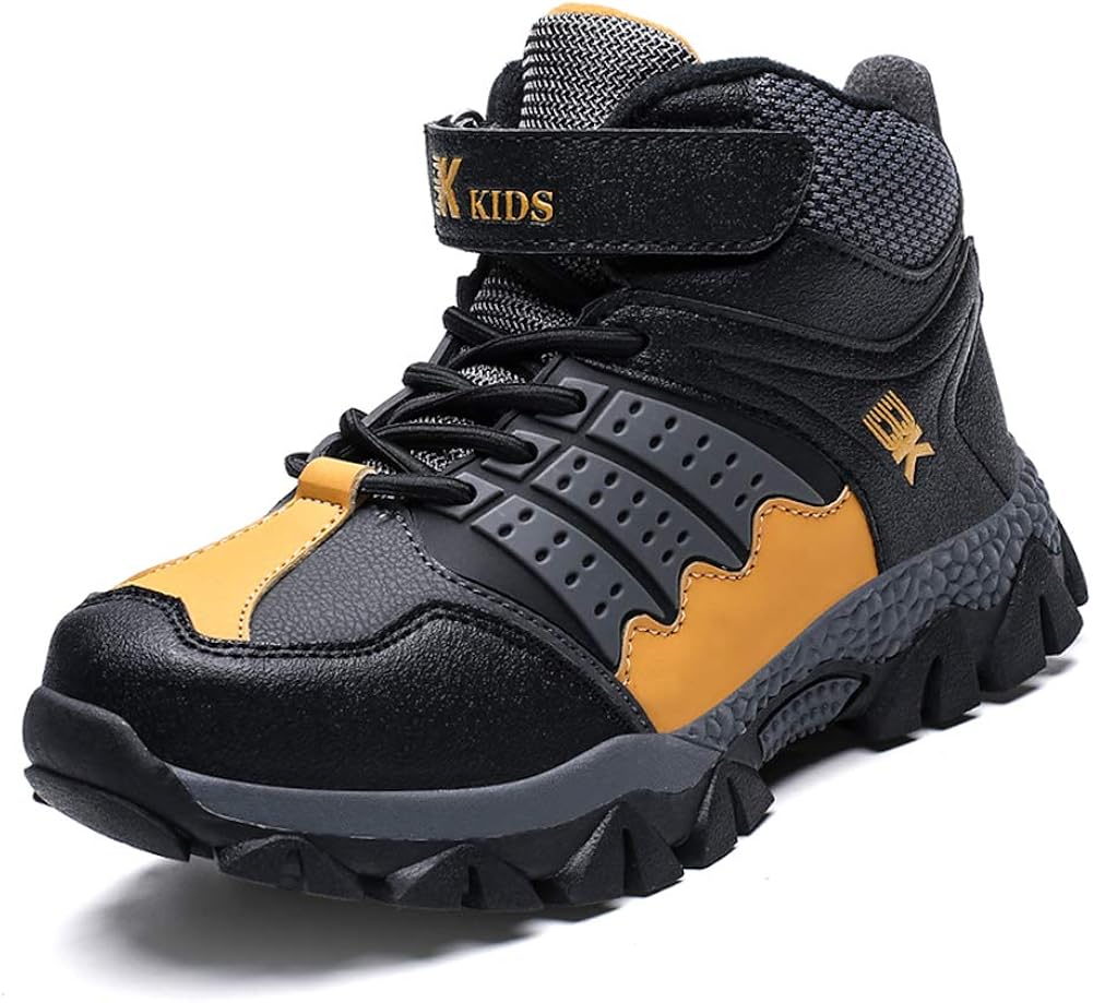 Mooyii Kinder Winterstiefel Jungen - Wasserdichte Lederstiefel Mit Klettverschluss