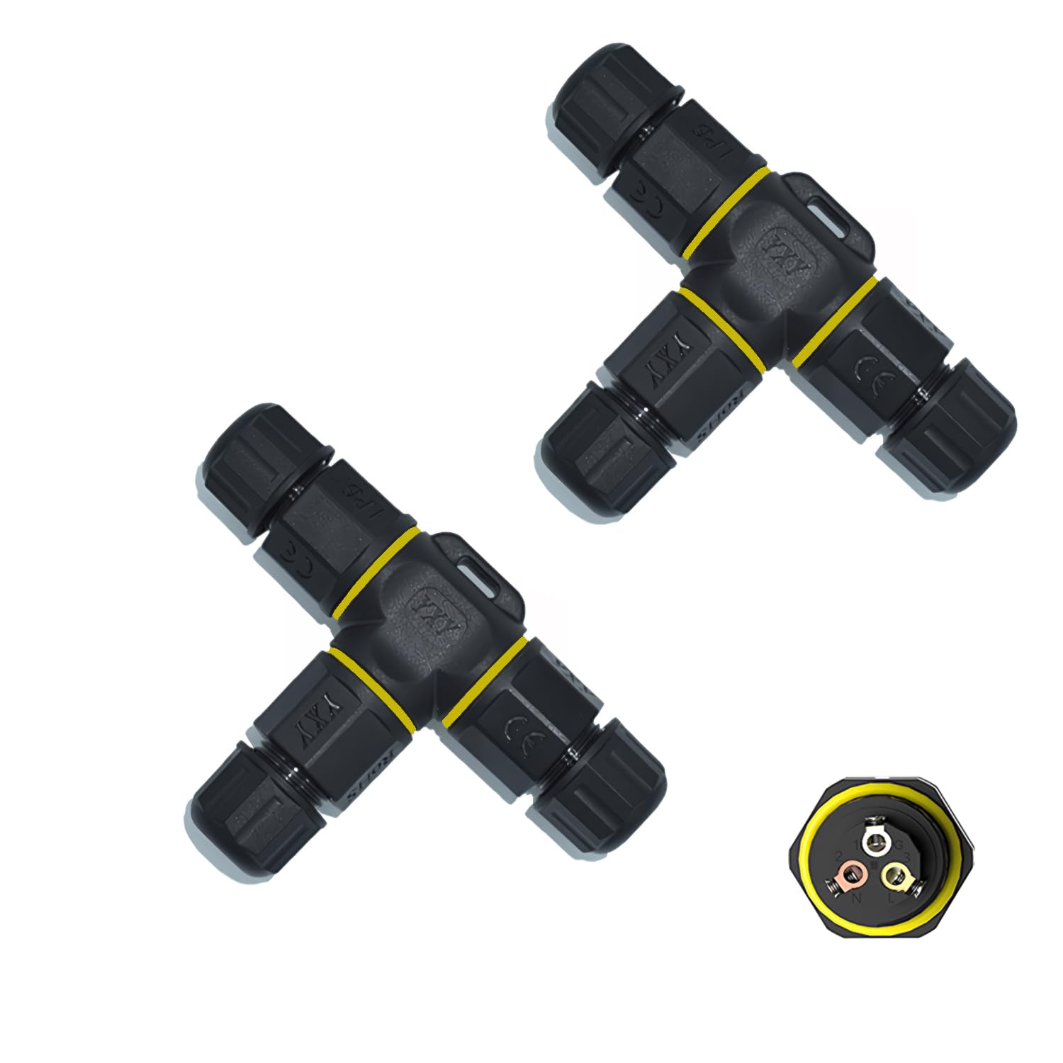 Photo 1 of 3 Way IP68 Junction Box Outdoor Waterproof Electrical Wire Cable Connector,M16 for 3 Pin Cables for 3.5-10mm Wire Range(AC 400V, 17.5A), Easy to Install,CE Certified(2 Pack)