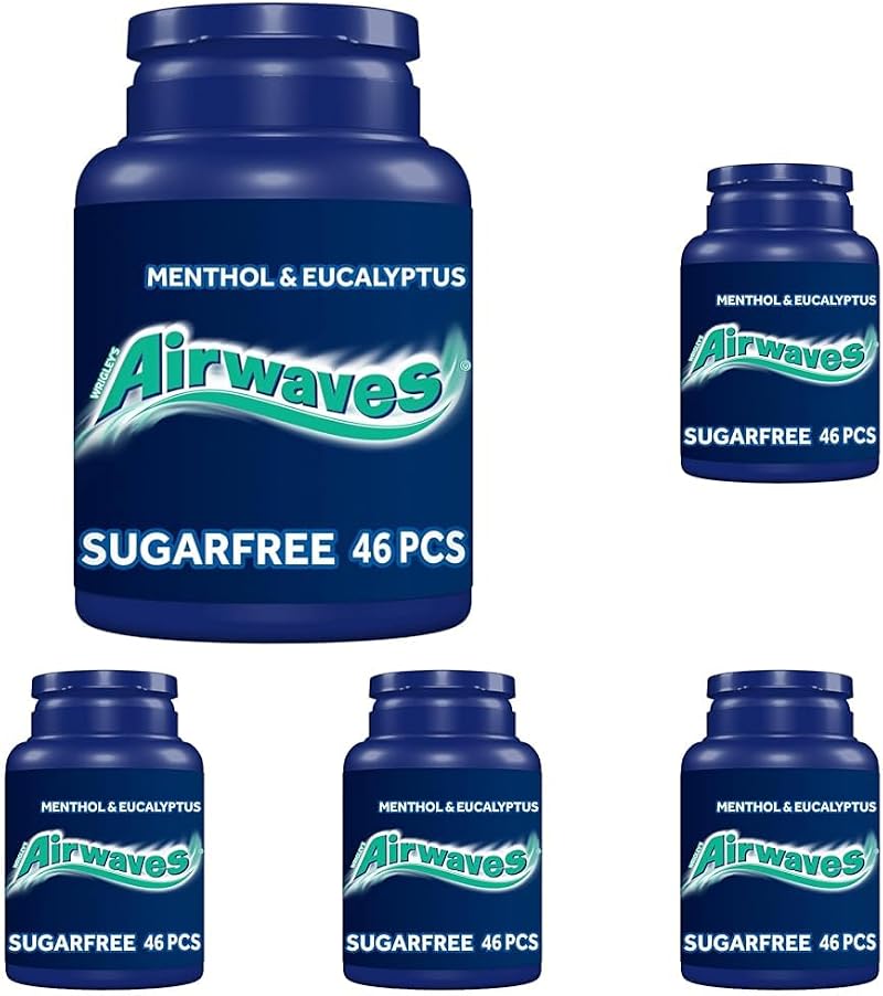 AirWaves Airwaves Sugar Free Chewing Gum Menthol Eucalyptus 46 Pieces Pack of 5