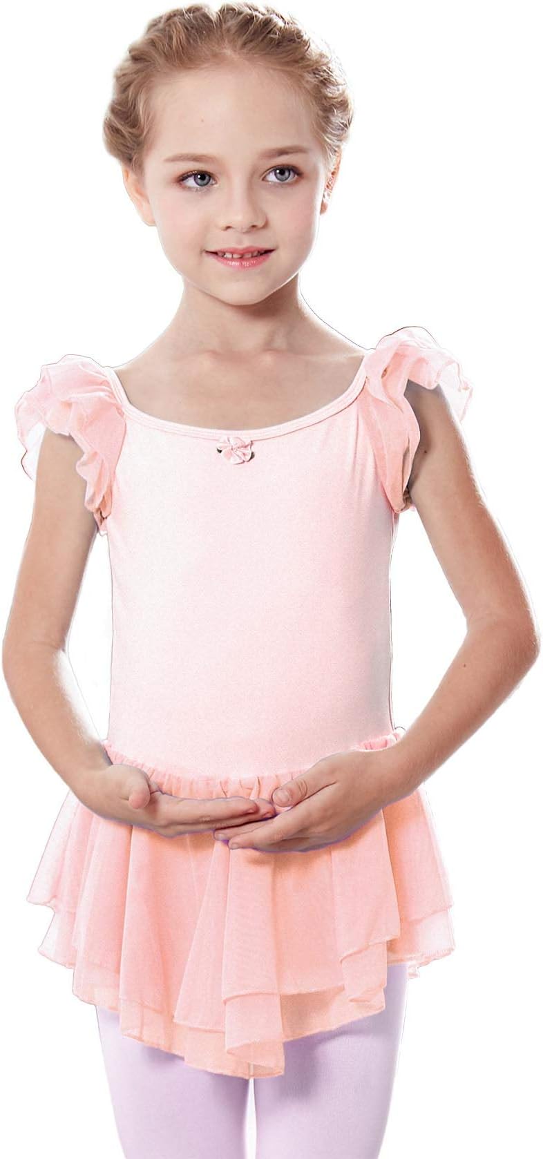 MdnMdBallet Leotards with Skirt Toddler Girls Dance Ballerina Outfit Dresses Short Sleeve