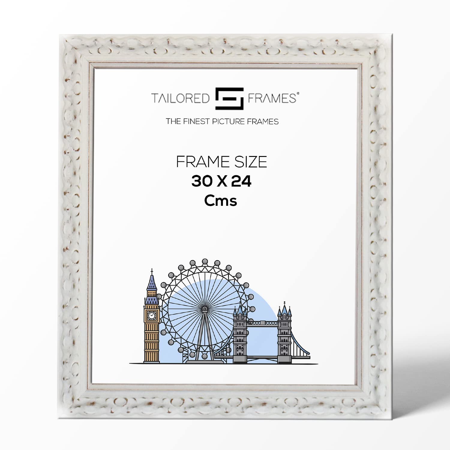 Tailored Frames Vienna White 30 x 24 cm | Rustic Style Vintage Single Picture Frame | Wall Hanging Type | Photo Frame Without Mount — image 1