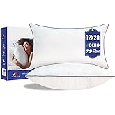 Wuuyuef 12x20 Pillow Insert Set of 2 – Firm Lumbar Pillow Inserts, Rectangular Cushion Inserts, Hypoallergenic Virgin Microfiber Filling, Machine Washable