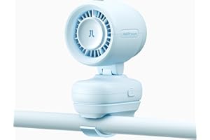 JISULIFE 2026 Clip Fan – Small & Stylish with 38H Cooling, Soft Night Light, One‑Click Detachable for Stroller or Desk, Safe 