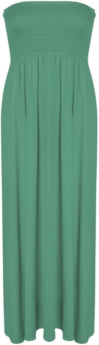ZEE FASHION Womens Sleeveless Boobtube Bandeau Ladies Sheering Maxi Summer Strapless Long Dress Size UK 8-24