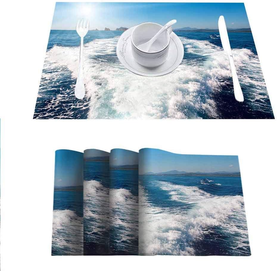 FloraGrantnan Non Slip Wipeable Placemats Place Mats, Waves