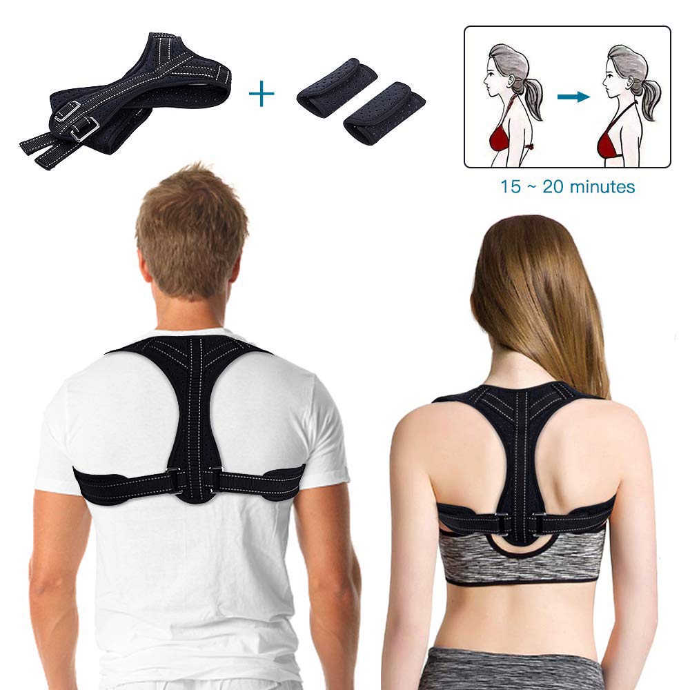 Posture Corrector, Back Support Brace, Posture Correction for Upper Back, Shoulder & Clavicle Area, Adjustable Front Back Belt Breathable Straps, Shoulder Brace Help to Improve Posture for Men & Women