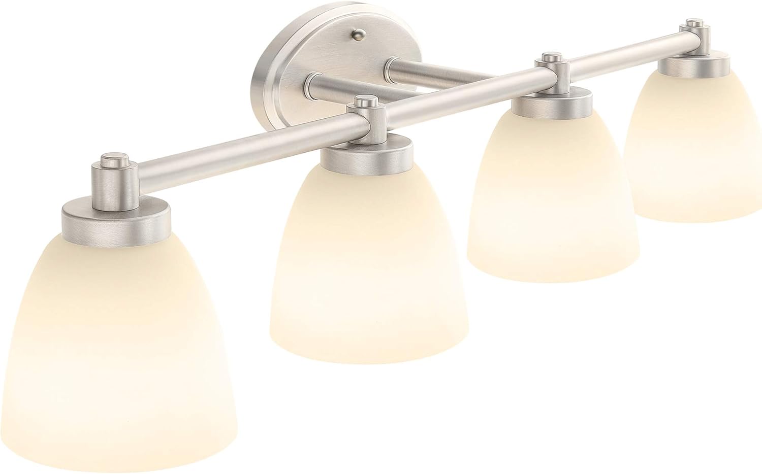 4 -Light Vanity Light Fixture Brushed Nickel | 32-in Bathroom Lighting Fixture W/Frosted Milk Glass Shade