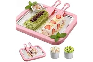 GENERIC Rolled Ice Cream Maker - At Home Rolled Ice Cream Maker Kit, Easily Make Your Own Ice Cream Rolls, Smoothies, Frozen Yogurt, Fruit Sorbets, and Gelato at Home, with 2 Spatulas. (Pink)