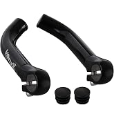 Venzo Bicycle Handlebar Extender for Mountain Hybrid Bike - Compatible with 7/8'&rsquo; 22.2mm - Flat Bar Ends with Plugs - 150mm - Ergonomic Design Lightweight &amp; Durable - Gloss Black