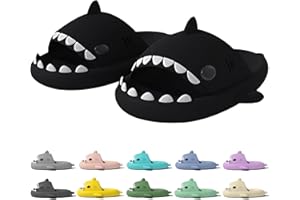 rosyclo Shark Slides for Women and Men, Cute Shark Slippers Adult Youth Cloudy Summer Soft Lightweight Anti-Slip Thick Sole Beach House Cloud Cushioned Shower Slide Sandals Indoor Outdoor