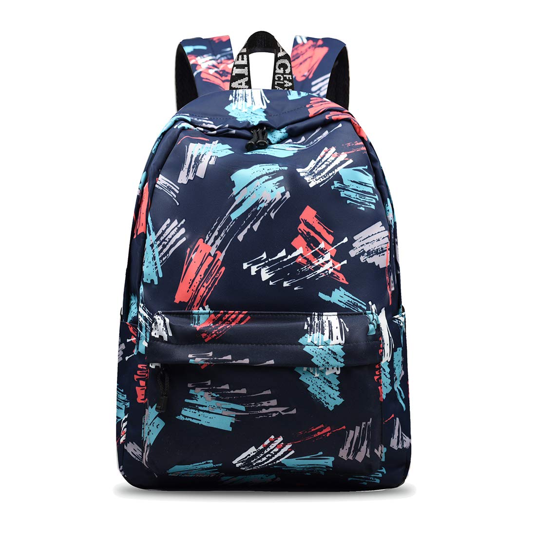 YANAIER Waterproof School Backpack for Girls Teens Cute Print Bookbag Laptop Backpack Women Travel Casual Daypack BlackNavy