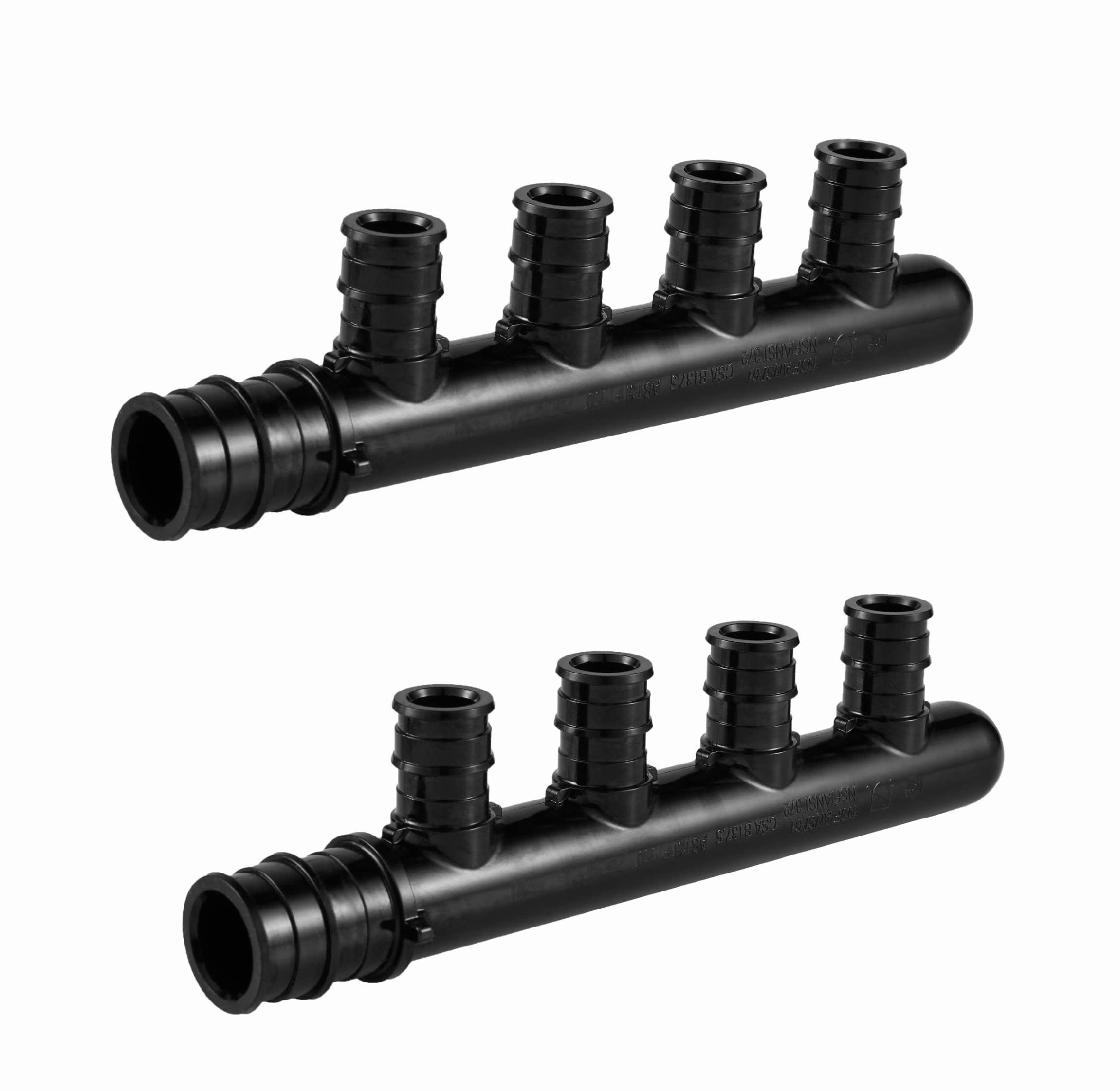 Photo 1 of (Pack of 2) EFIELD 4 Outlets Pex-A Expansion Poly PPSU Closed Manifold: 3/4 Trunk, 1/2" Port (4 Outlets), ASTM F1960,(PPSU1960050-2PCS)