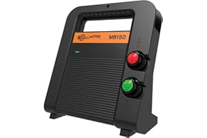 Gallagher MB150 Dual Power Electric Fence Charger | 1.5 Joule 12v Battery or 110v AC Energizer with Adaptive Energy Control | Powers Up to 30 Miles / 100 Acres | Portable and Compact