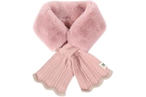 INOGIH Kids Girls Winter Fur-Collar-Scarf Cold-Weather Warm-Neck-Shrug for 5-10 Years Old