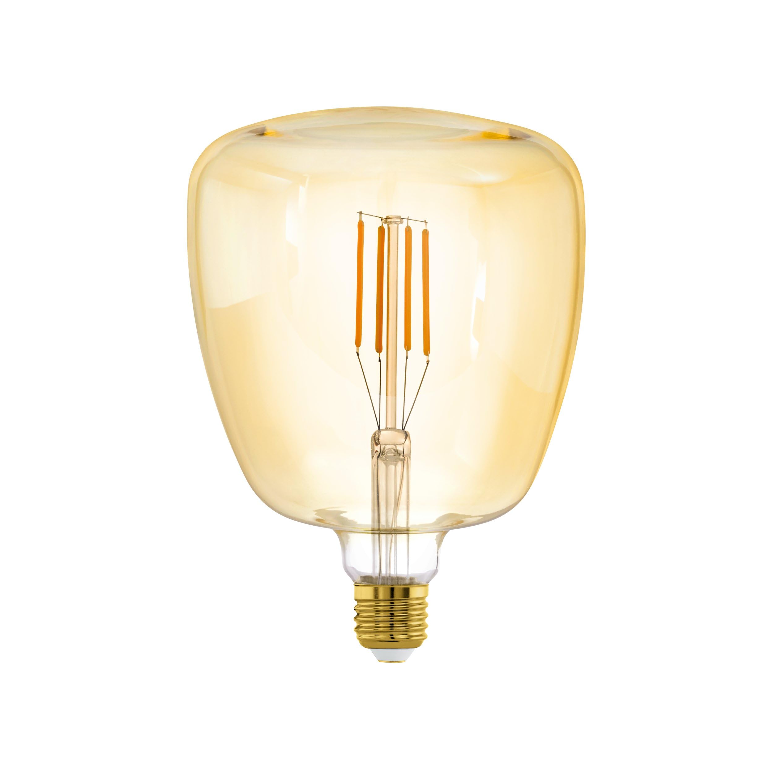 Eglo LED E27 dimmable, Amber Vintage Bulb MID Size Ø 14 cm, LED lamp for Retro Lighting, 4 Watt (Equivalent to 35 Watt), 400lm, E27 LED Warm White, 2200K, Light Source, Edison Bulb, T140