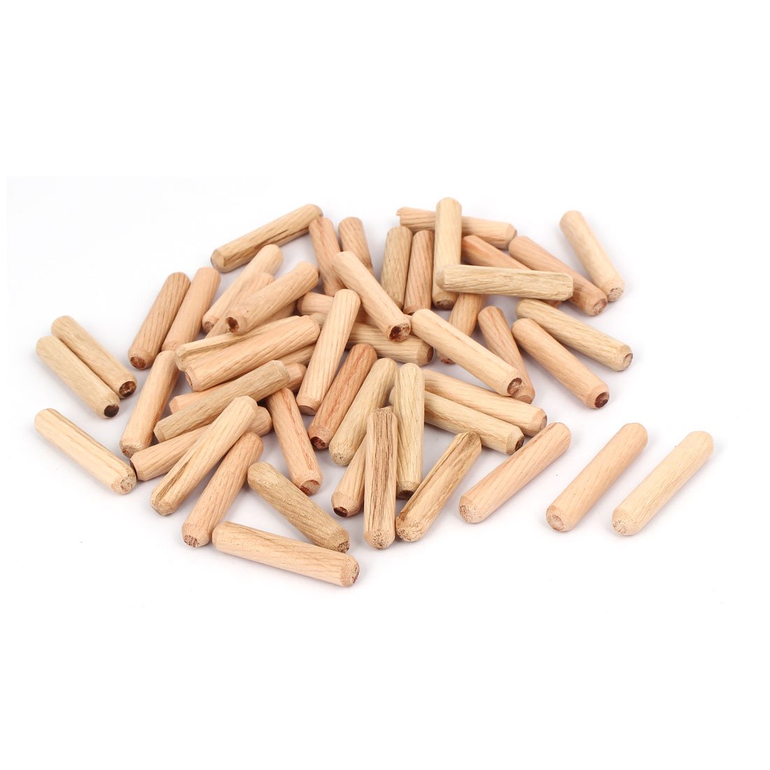 Sourcingmap a16080100ux0161 Cabinet Drawer 8mm x 40mm Round Fluted Wood Wooden Craft Dowel Pins Rods 50 Pcs, Light Brown, Set of 50 Pieces